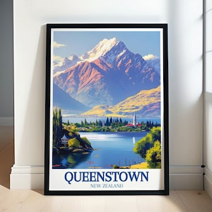 Queenstown-decor - Queenstown-reisafdrukken - The Remarkables en Lake Wakatipu-kunst