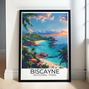 Biscayne Florida Vintage Poster - Biscayne National Park Poster - Miami USA Poster - Elliot Key Trail Art Print