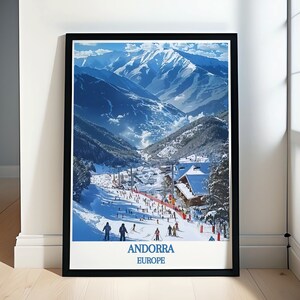 Pôster de Andorra - Impressão emoldurada da estação de esqui de Vallnord - Impressão em tela de Andorra - Arte de parede de Andorra - Presentes de Andorra - Decoração de Andorra - Lembrança de Andorra