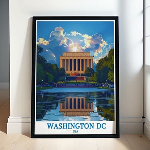 Washington DC kunstafdrukken - Lincoln Memorial poster - fijne lijnafdrukken van Washington DC - Washington DC reisafdruk en kunstcadeaus