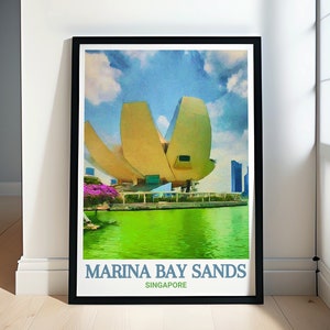 Marina Bay Sands Travel prints -Marina Bay Sands and ArtScience Museum Poster -  Singapore Travel Print