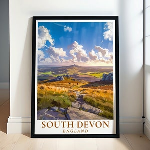 South Devon Travel Poster - Dartmoor Posters and Prints - Dartmoor Art for Your Home - Dartmoor Art and Decoration - Dartmoor Art and Decor