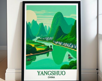 Yangshuo Travel Posters - Li River Scenic Views - Li River Travel Wall Art - Yangshuo Framed Travel Posters