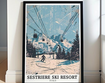 Poster di sci di Sestriere Italia Stampe di Sestriere Vialattea