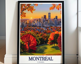 Montreal Reise-Druck - Mount Royal Park Montreal Skyline Poster für Wohnkultur - Montreal Skyline Kunstdruck - Mount Royal ParkReiseposter