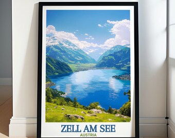 Zell am See Poster - Framed Zell am See Art - Lake Zell Art - Lake Zell Wall Art - Zell am See Canvas Print - Lake Zell Souvenir