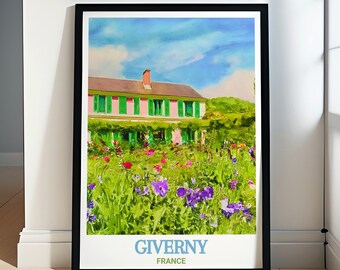 Giverny Travel Print - Claude Monets Haus und Garten Dekor - Giverny Kunstwerk und Claude Monet's Gärten Poster