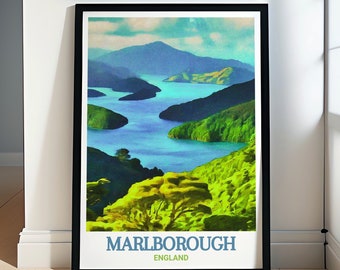 Póster de Marlborough - Póster de Sonidos de Marlborough - Impresión de Marlborough - Arte mural de Marlborough - Impresión enmarcada de Marlborough - Lienzo de Marlborough