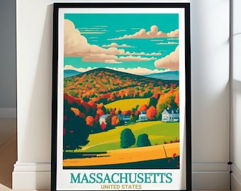 Massachusetts Poster -The Berkshires Framed Print -Massachusetts Canvas Print - Massachusetts Wall Art -Massachusetts Travel Gift & Souvenir