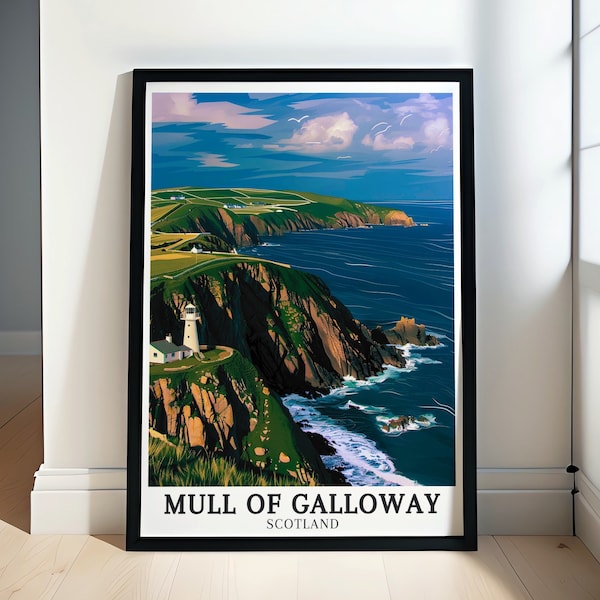 Mull of Galloway Poster - Framed Rhins of Galloway Print - Galloway peninsula Canvas Print -Mull of Galloway Wall Art, Travel Gift, Souvenir
