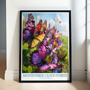 Colección de arte del bosque nuboso de Monteverde: carteles de arte retro de Costa Rica y parques nacionales: impresiones únicas del bosque nuboso de Monteverde