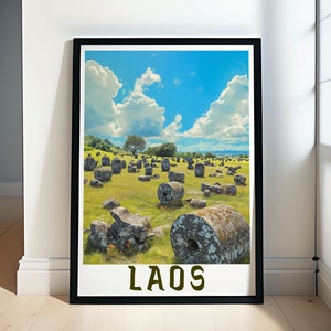Laos Reise Poster - Reise Print mit Plaon of Jars - Laos Dekor - Laos Poster - Laos Reise Print mit Plaon of Jars