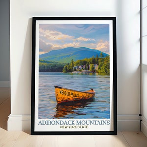 Adirondack Mountains Wall Art - Framed Lake Placid Print - Adirondack Mountains Poster - Adirondack Mountains Canvas Print & Travel Gifts