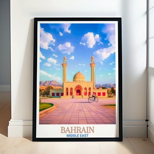 Bahrain Travel Art - Al Fateh Grand Mosque Travel Poster - Bahrain Prints - Bahrain Travel Print and Wall Hangings