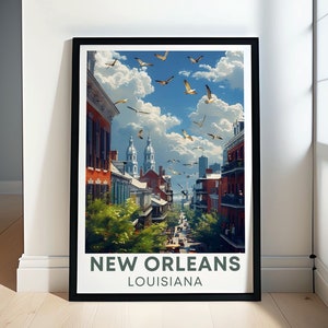 Póster de Nueva Orleans - Arte del Barrio Francés - Impresión del Barrio Francés - Póster de viajes y obras de arte de Nueva Orleans