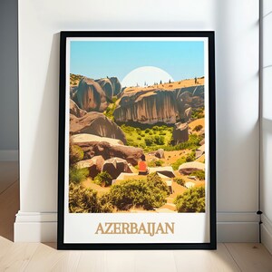 Pósteres de viajes de Azerbaiyán - Pósteres del Parque Nacional de Gobustán - Arte de Azerbaiyán para su hogar - Pósteres del Parque Nacional de Gobustán