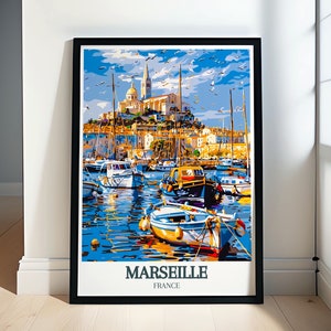 Marseille Travel Print - Vieux-Port Poster - French Coastal Art - Scenic Travel Art - Serene France Decor - Travel Art Print - France Decor