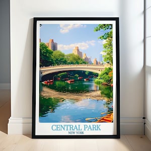 Posters de voyage Central Park - Posters Bow Bridge - Impressions pittoresques de New York - Impression d'art Bow Bridge - Beauté urbaine intemporelle