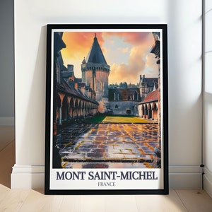 Mount Elbrus Decor Wall Art - Saint Michel Decor - Abbey Courtyard Art Print -Mount Elbrus Travel Poster- Saint Michel Prints