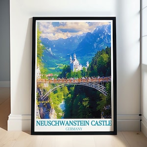 Neuschwanstein Castle Mystical German Landscape Art - Traditional German Villages Classic Decor Print