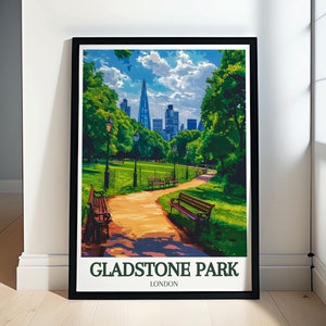 Gladstone Park Art Featuring London Iconic Green Spaces - Retro Railway and Urban Scenes in Prints