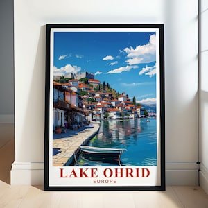 Lake Ohrid Wall Art - Framed Ohrid Old Town Poster - Lake Ohrid Canvas Print - Lake Ohrid Wall Decor - Lake Ohrid Travel Gift & Souvenir