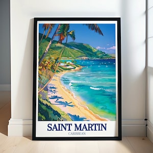 Saint Martin Travel Art - Cul de Sac Bay Travel Posters - Anse Marcel Beach Art - Saint Martin Caribbean Prints - Caribbean Wall Decor