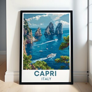 カプリ イタリア旅行壁アート - イタリア リビエラ旅行キャンバスプリント - 地中海アート旅行壁装飾