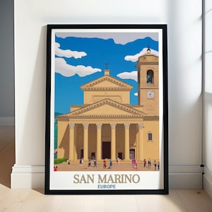 San Marino Artwork -  Framed Basilica di San Marino Poster - San Marino Canvas Print - San Marino Wall Art - San Marino Travel Gift
