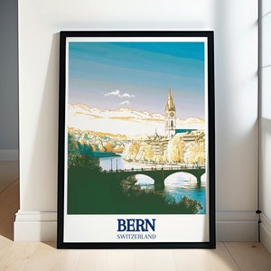 Bern Poster Collection - Berner Kathedrale Wandkunst - Aare Fluss Reise Drucke - Schweiz Dekor - Berner Kathedrale Wandkunst
