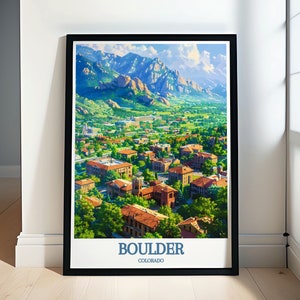 Boulderlandschapskunst: ontdek de natuurlijke en stedelijke schoonheid van Colorado in prenten: landschapsposter Colorado