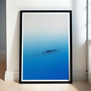 Reisafdruk mistig bos - mistig landschap - gematteerde kunst - woondecoratie bos - kunst mistig bos