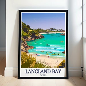 Langland Bay  Travel Posters - Caswell Bay Gower Peninsula Prints - Caswell Bay Travel Posters -  Caswell Bay Art for Your Coastal Decor