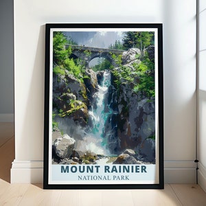 Art mural Mount Rainier - impression d'art Christine Falls - affiches d'art Christine Falls et mont Rainier - affiches d'art Christine Falls et mont Rainier