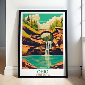 Stampe di viaggio dell&#39;Ohio - Arte del parco statale di Hocking Hills e stampe di viaggio dell&#39;Ohio - Poster di viaggio del parco statale di Hocking Hills