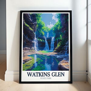 Retro Watkins Glen Journey - Classic New York Scenery Poster - Finger Lakes Beauty in Art - Majestic Watkins Glen Canvas