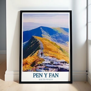 Pen Y Fan Travel Print - Brecon Beacons Decor - Wales Wall Art and Home Decor - Pen Y Fan and Brecon Beacons Art