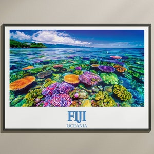 The Great Astrolabe Reef - Fiji Oceania Travel Poster - Custom Travel Poster Selections