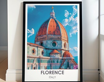 Florence Duomo di Firenze Travel Print | Italy Wall Art | Framed or Canvas Poster of Tuscan Architecture