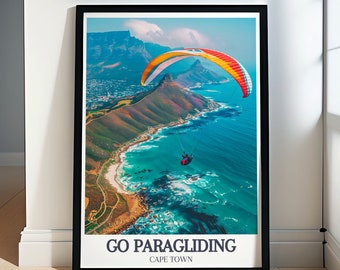 Paragliding Table Mountain Travel Print Collection - Cape Town Art Collection -  Iconic Table Mountain Adventure Prints