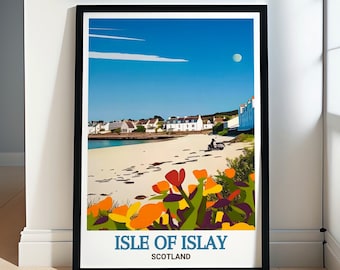 Isle of Islay Poster - Framed Port Ellen Scotland Poster - Islay Wall Art - Isle of Islay Gifts - Islay Scotland Souvenir - Port Ellen Islay