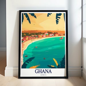 Ghana Poster - Framed Accra Print - Labadi Beach Canvas Print - Ghana Wall Art - Ghana Gifts - Ghana Souvenir - Ghana Travel Poster