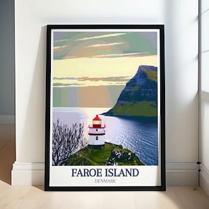 Färöer-Inseln Wandkunst - Kallur Leuchtturm Poster - Färöer-Inseln Poster - Färöer-Inseln Druck - Kallur Leuchtturm Druck