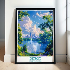 Vintage Detroit: Retro Poster Kollektion von Motor City - Detroit Skyline Kunst - Individuell angefertigter Detroit City Druck