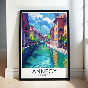 Annecy Print- Lake Annecy Wall Art - Affiche Annecy - Annecy Artwork- Annecy France Poster- Annecy Painting- Annecy View- Lake Annecy Poster