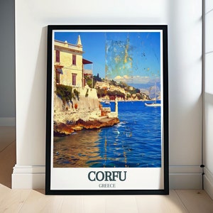 Corfu Travel Poster - Old Fortress of Corfu Ionian Sea Travel Poster -  Corfu Greece Island Art Prints - Sea Posters and Prints