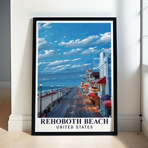 Arte mural de Rehoboth Beach - Impresión de paseo marítimo - Arte de Rehoboth Beach - Impresión de Rehoboth Beach - Póster de Rehoboth - Pintura de Rehoboth Beach