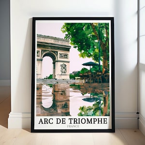 Arc de Triomphe Print - Place Charles de Gaulle - Place de l&#39;Étoile Travel Poster - France Wall Décor