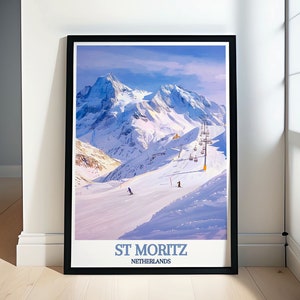 St. Moritz Reisedruck - Schweiz Wandkunst - Corviglia Poster - St. Moritz Reisedruck - Schweiz Reisedruck - St. Moritz Dekor