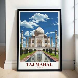 India Poster - Taj Mahal Print - Stunning Historical Wall Art - Serene Monument Decor - Indian Travel Decor - Stunning Monument Artwork